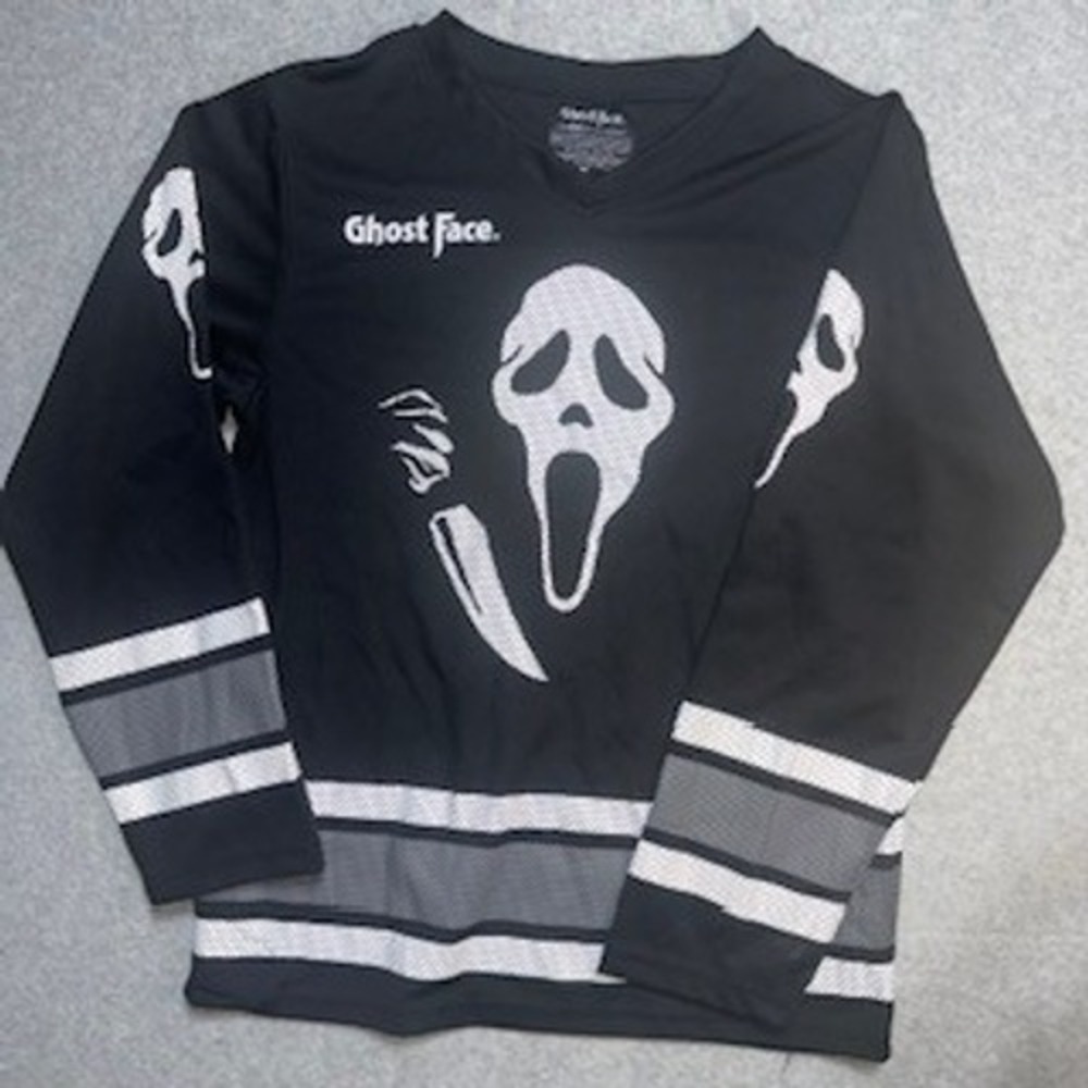 Ghost Face Scream Hockey Jersey Black White Grey Horror Movie 96 Graphic Medium